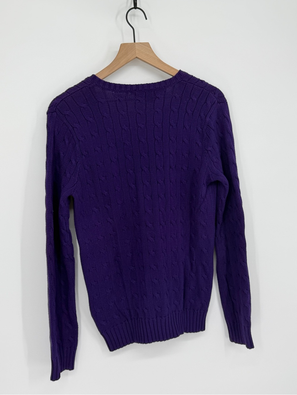 Ralph Lauren Sport Purple Cable Knit V-Neck Sweater Women’s Medium - Picture 4 of 8